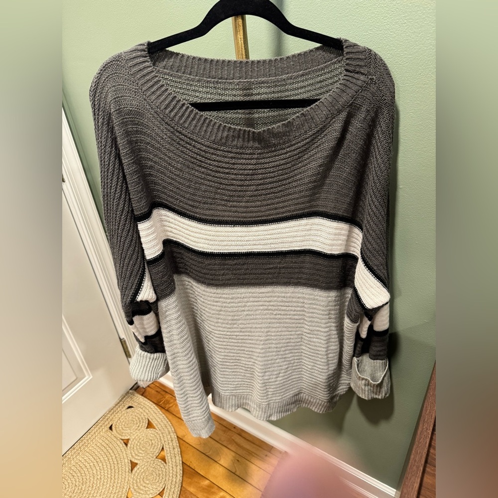 SHEIN Charcoal and Ivory Striped Sweater